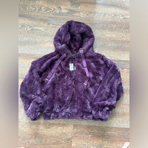 NWT Express Faux Fur Cropped Hoodie